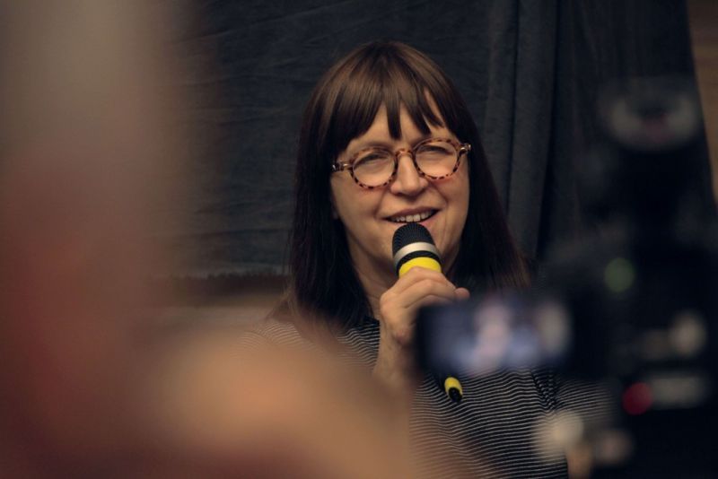 Ewa Puszczyńska producentka podczas warsztatów filmowych w Krakowie - Plenerach Film Spring Open 2015