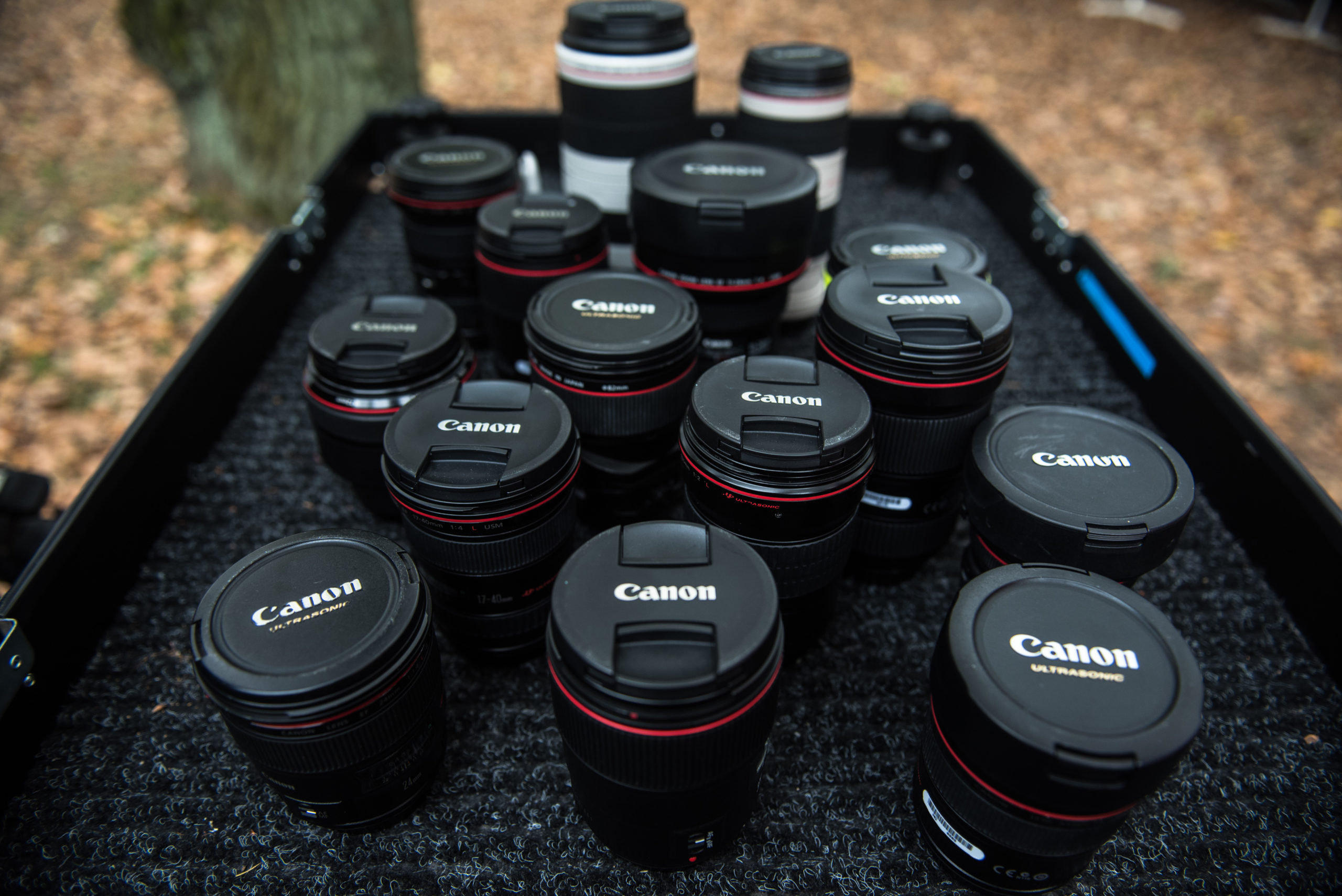 obiektywy Canon na wózku kamerowym